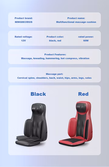 Ningdecrius 2022 Vendita Calda Elettrico Completo di Massaggio Della Schiena Sedile 3D Airbag Auto Riscaldata Vibrazione Shiatsu Cuscino di Massaggio a Infrarossi